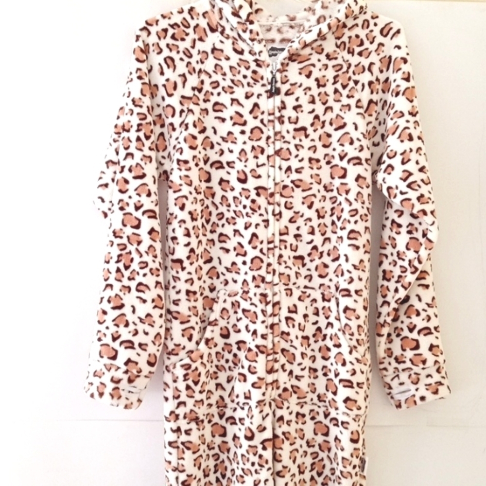 JUMPIN JAMMERZ HOODIE LONG SLEEVE LEOPARD ONESIE SIZE XS NWOT